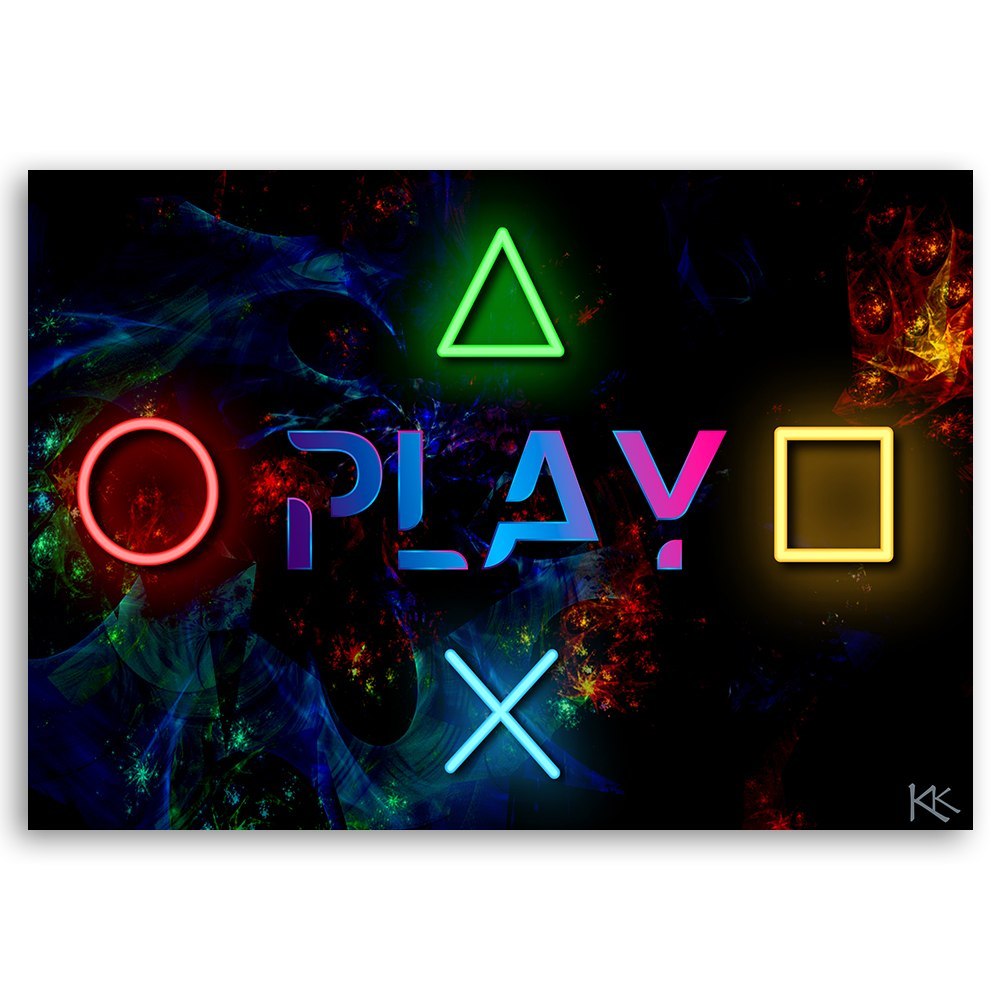 Emaga Obraz na płótnie, Napis play i przyciski do kontrolera - 60x40